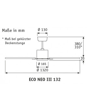 esquema del ventilador de techo eco neo III