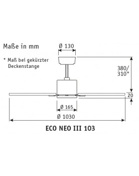 esquema del ventialdor de techo CasaFan ECO NEO III 103cm 942111