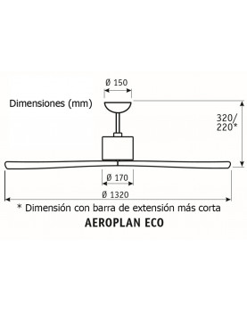 Esquema ventilador de techo CasaFan 313247 Aeroplan Eco motor DC