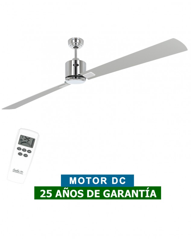 Ventilador de techo CasaFan 948484 ECO NEO III 180cm motor cromo brillante / aspas reversibles gris claro y blanco