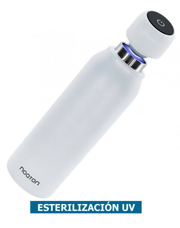 Botella de agua con purificación UV-C NOATON NATURAQ Blanca / 600ml /  Cantimplora antibacteriana