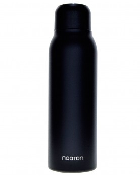 Botella de agua con purificación UV Noaton negra de frente