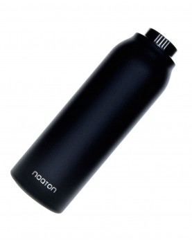 Botella de agua con purificación UV Noaton negra de costado