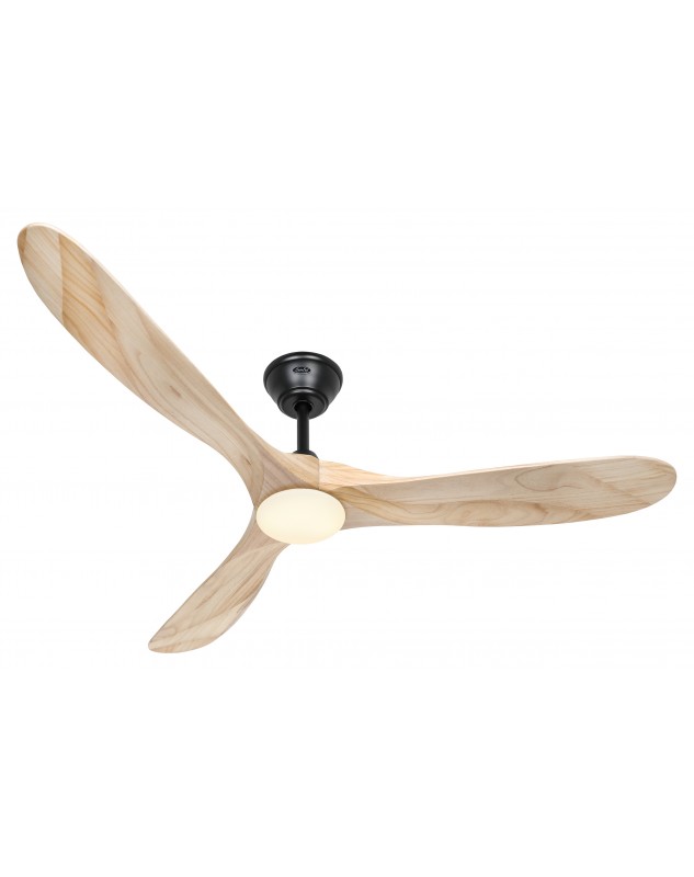 ventilador techo motor negro y aspas madera natural  315265 ECO GENUINO 152