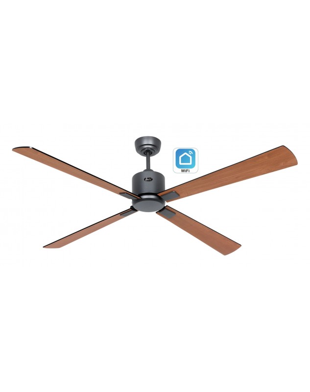 ventilador con 4 aspas color teca