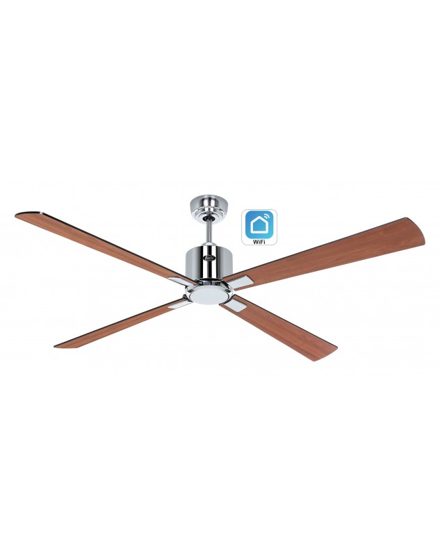 ventilador con 4 aspas color teca