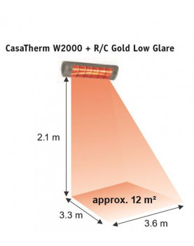 Calentador halógeno W2000 gold de 2000 W cobertura de 12 m2