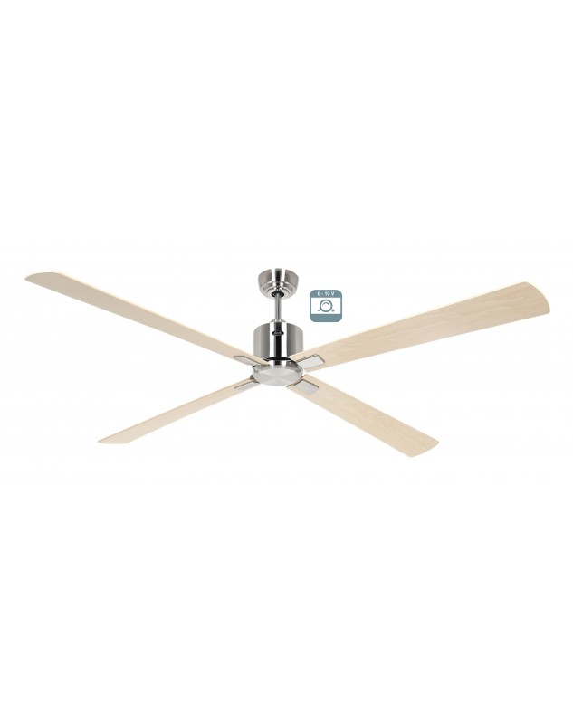 Ventilador de techo CasaFan ECO NEO III BN-AH/BU 0 - 10 V motor cromo cepillado/aspas reversibles arce y haya