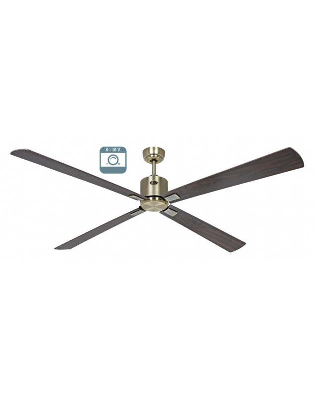 Ventilador de techo CasaFan ECO NEO III 180 MA-NB/KI 0 - 10 V motor latón antiguo/aspas reversibles nogal y cereza