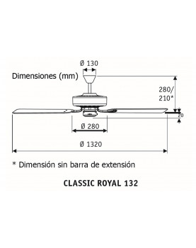 Ventilador para techo 513214 classic royal 132 esquema
