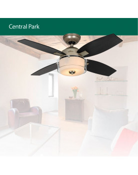 lámpara con luz y ventilación  Hunter para techos 50619 CENTRAL PARK
