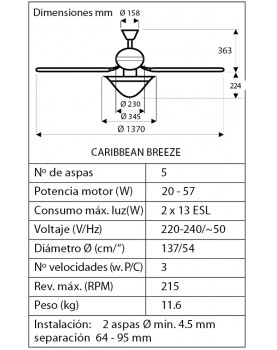 esquema del ventilador 24457 CARIBBEAN BREEZE