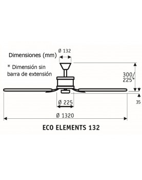 Esquema ventilador de techo CasaFan 513280 ECO ELEMENTS 132 instalación sin barra