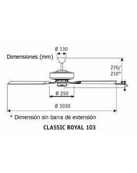 Ventilador para techo 510301 classic royal 103