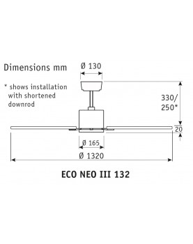esquema del ventilador de techo 132cm ECO NEO III
