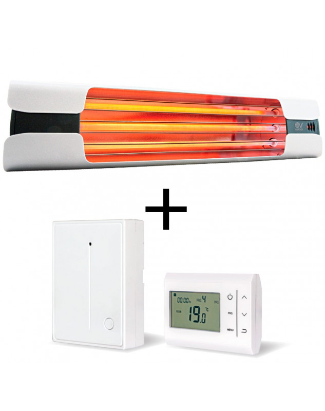 calefactor de cuarzo infrarrojo con termostato de pared