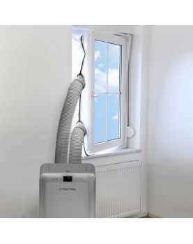 Aislamiento de ventanas para aire acondicionado móvil Trotec con dos salidas