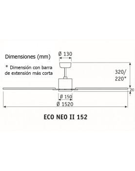 esquema Ventilador de techo CasaFan 922503 ECO NEO II 152 negro o teca/ cromo