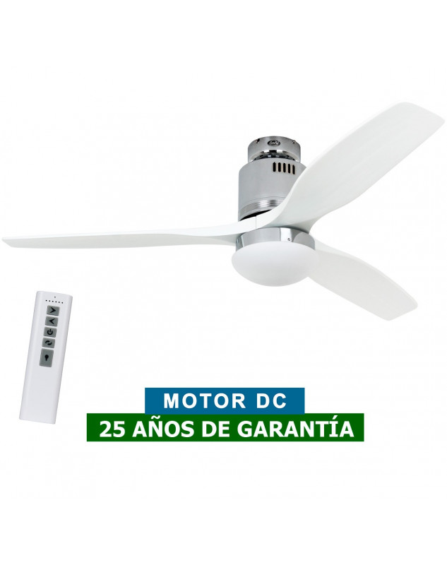 Ventilador de techo con luz CasaFan 93132312 AERODYNAMIX ECO 132 gris claro/ cromo brillante