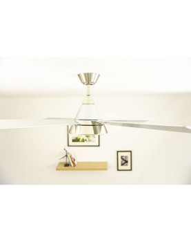 Energy-saving remote controlled ceiling fan with lighting with a 132 cm / 52 inch fan diameter for medium sized to large rooms.