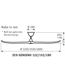 esquema del ventilador de techo CasaFan ECO GENUINO