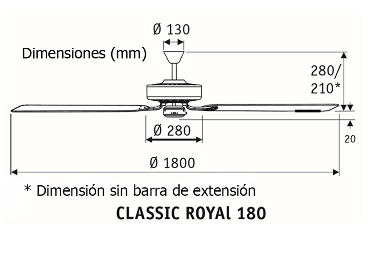 Esquema ventilador de techo CasaFan 518001 Classic Royal 180