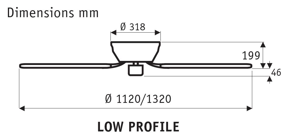 Esquema del ventilador de techo Hunter Low Profile