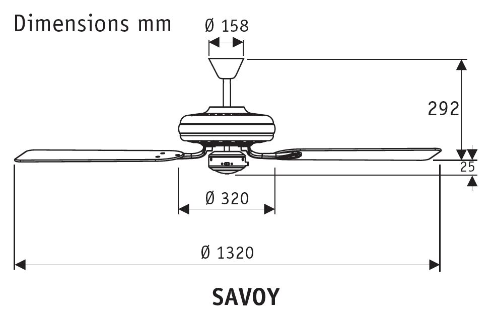 Esquema del ventilador de techo Savoy