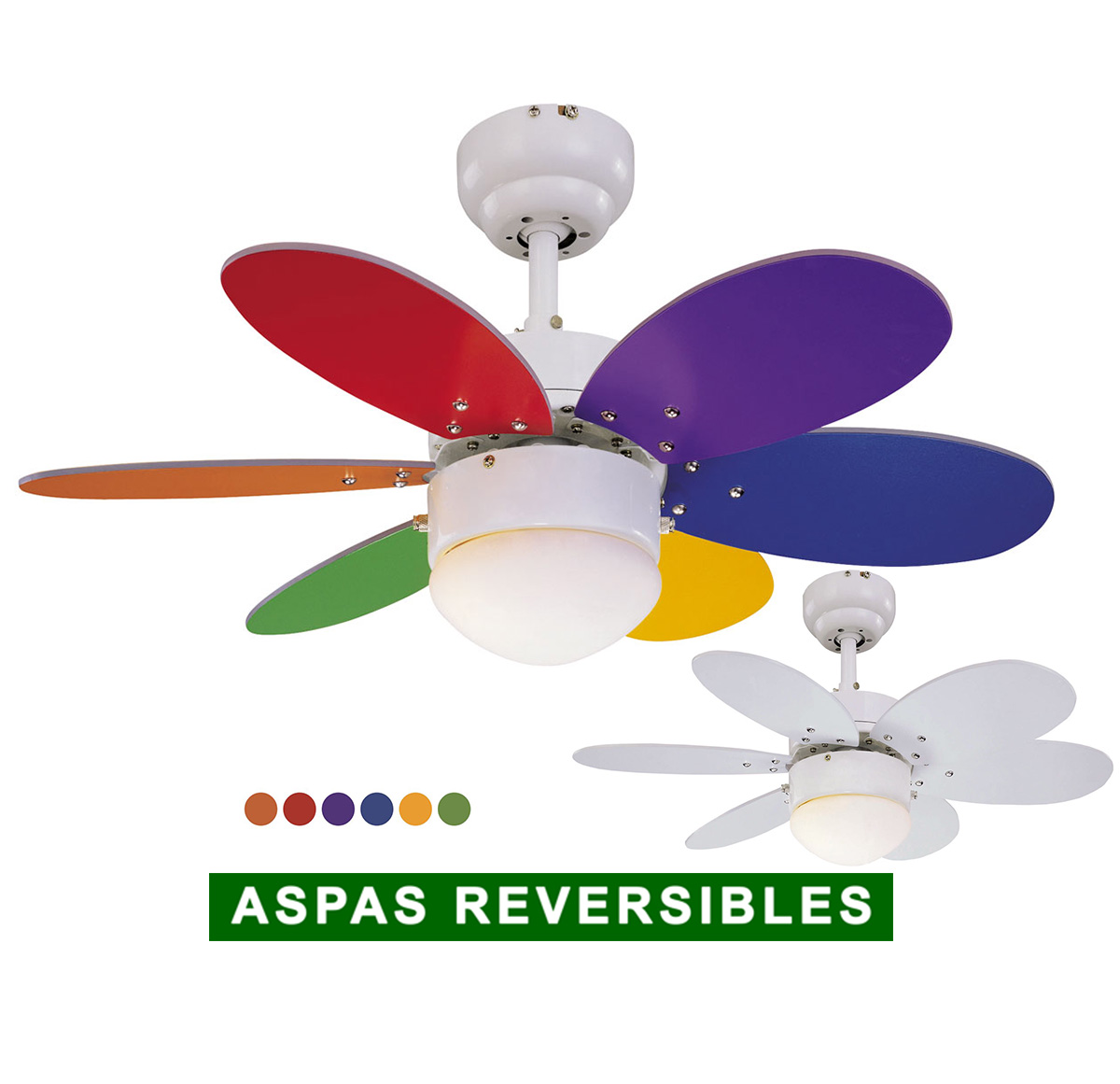 Ventilador de techo con luz Sulion 075008 Rainbow LED aspas multicolor